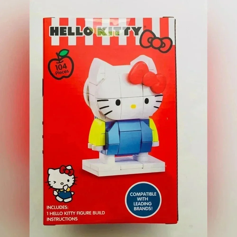 White blue red Hello Kitty block figure build set toys with instructions